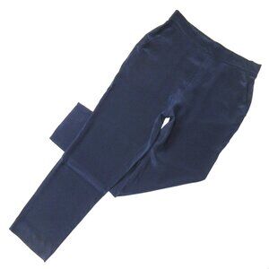 NWT LilySilk Mid-Rise Cigarette Crop in Navy Blue Lightweight Pull-on Pants 28